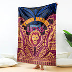 Personalized Brisbane Lions Blanket Polynesian Tribal Lion Burgundy Gold Warrior
