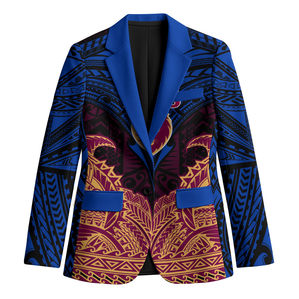 Personalized Brisbane Lions Blazer Polynesian Tribal Lion Burgundy Gold Warrior