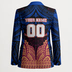 Personalized Brisbane Lions Blazer Polynesian Tribal Lion Burgundy Gold Warrior