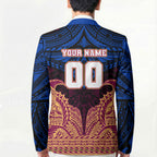 Personalized Brisbane Lions Blazer Polynesian Tribal Lion Burgundy Gold Warrior