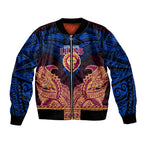 Personalized Brisbane Lions Bomber Jacket Polynesian Tribal Lion Burgundy Gold Warrior