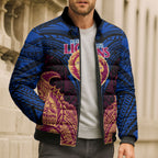 Personalized Brisbane Lions Bomber Puffer Jacket Polynesian Tribal Lion Burgundy Gold Warrior