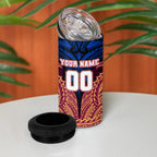 Personalized Brisbane Lions 4 in 1 Can Cooler Tumbler Polynesian Tribal Lion Burgundy Gold Warrior