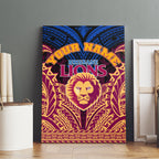 Personalized Brisbane Lions Canvas Wall Art Polynesian Tribal Lion Burgundy Gold Warrior
