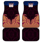 Personalized Brisbane Lions Car Mats Polynesian Tribal Lion Burgundy Gold Warrior