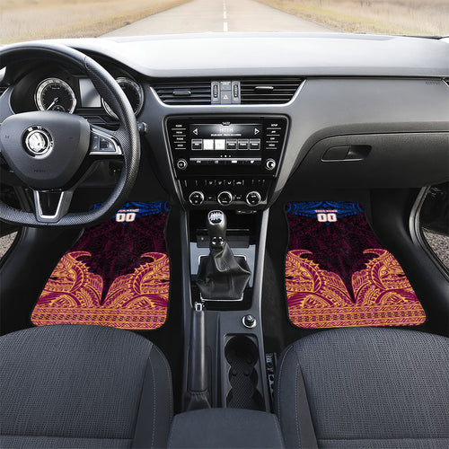 Personalized Brisbane Lions Car Mats Polynesian Tribal Lion Burgundy Gold Warrior