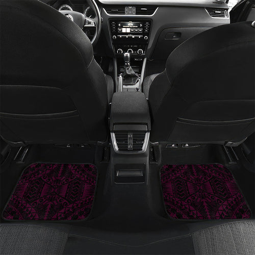 Personalized Brisbane Lions Car Mats Polynesian Tribal Lion Burgundy Gold Warrior