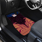 Personalized Brisbane Lions Car Mats Polynesian Tribal Lion Burgundy Gold Warrior
