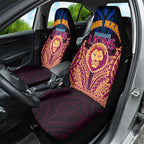 Personalized Brisbane Lions Car Seat Cover Polynesian Tribal Lion Burgundy Gold Warrior