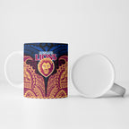 Personalized Brisbane Lions Ceramic Mug Polynesian Tribal Lion Burgundy Gold Warrior