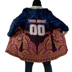 Personalized Brisbane Lions Cloak Polynesian Tribal Lion Burgundy Gold Warrior