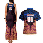 Personalized Brisbane Lions Couples Matching Tank Maxi Dress and Hawaiian Shirt Polynesian Tribal Lion Burgundy Gold Warrior