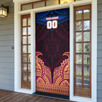 Personalized Brisbane Lions Door Cover Polynesian Tribal Lion Burgundy Gold Warrior