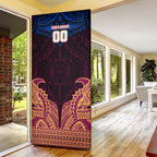 Personalized Brisbane Lions Door Cover Polynesian Tribal Lion Burgundy Gold Warrior
