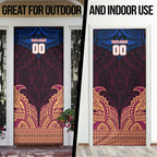 Personalized Brisbane Lions Door Cover Polynesian Tribal Lion Burgundy Gold Warrior