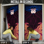 Personalized Brisbane Lions Door Cover Polynesian Tribal Lion Burgundy Gold Warrior