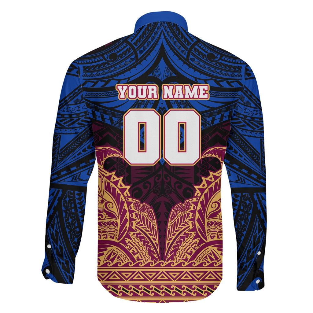 Personalized Brisbane Lions Family Matching Long Sleeve Bodycon Dress and Hawaiian Shirt Polynesian Tribal Lion Burgundy Gold Warrior