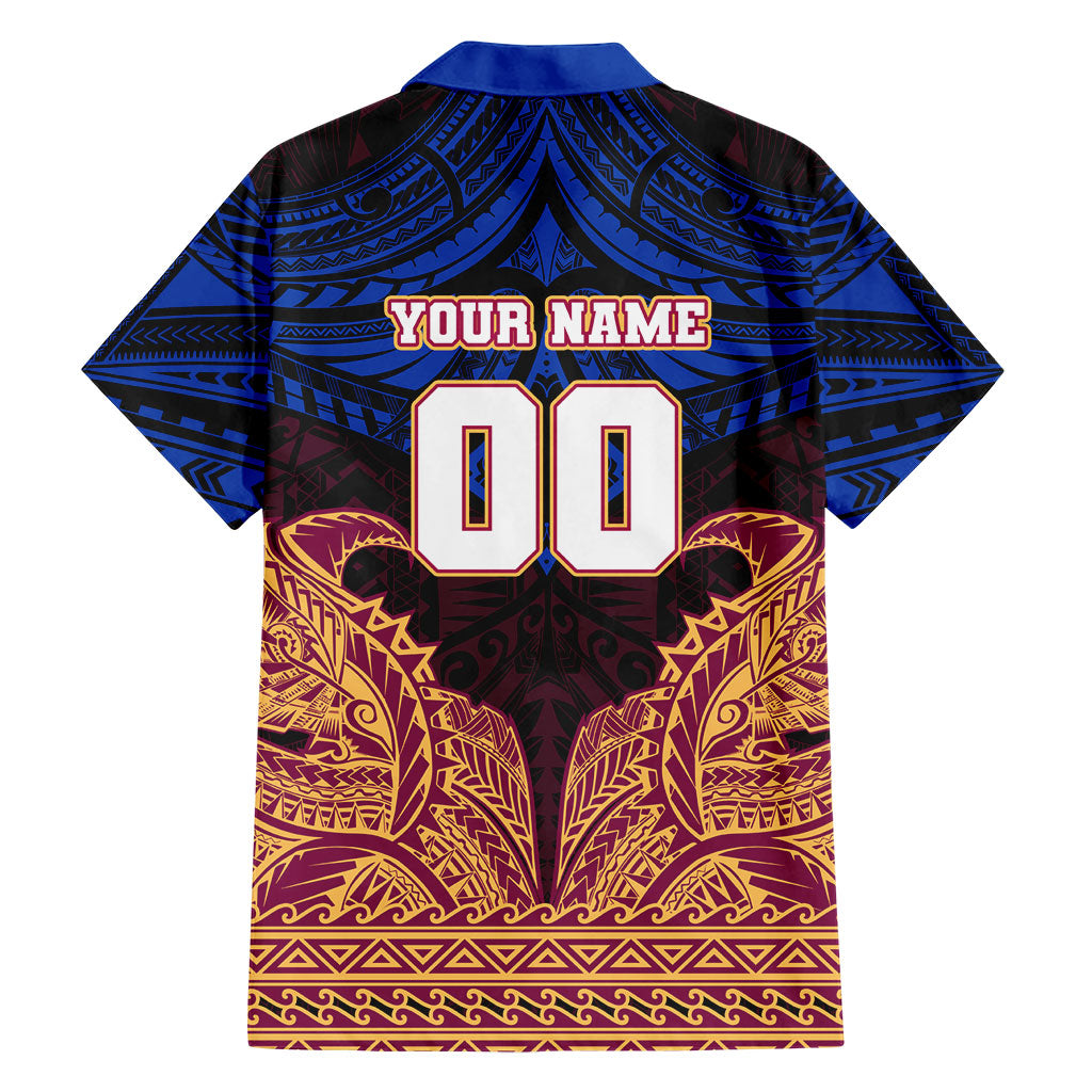 Personalized Brisbane Lions Family Matching Mermaid Dress and Hawaiian Shirt Polynesian Tribal Lion Burgundy Gold Warrior