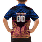 Personalized Brisbane Lions Family Matching Off The Shoulder Long Sleeve Dress and Hawaiian Shirt Polynesian Tribal Lion Burgundy Gold Warrior