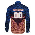 Personalized Brisbane Lions Family Matching Off The Shoulder Long Sleeve Dress and Hawaiian Shirt Polynesian Tribal Lion Burgundy Gold Warrior