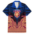 Personalized Brisbane Lions Family Matching Off Shoulder Maxi Dress and Hawaiian Shirt Polynesian Tribal Lion Burgundy Gold Warrior