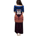 Personalized Brisbane Lions Family Matching Puletasi and Hawaiian Shirt Polynesian Tribal Lion Burgundy Gold Warrior
