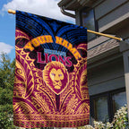 Personalized Brisbane Lions Garden Flag Polynesian Tribal Lion Burgundy Gold Warrior
