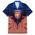 Personalized Brisbane Lions Hawaiian Shirt Polynesian Tribal Lion Burgundy Gold Warrior