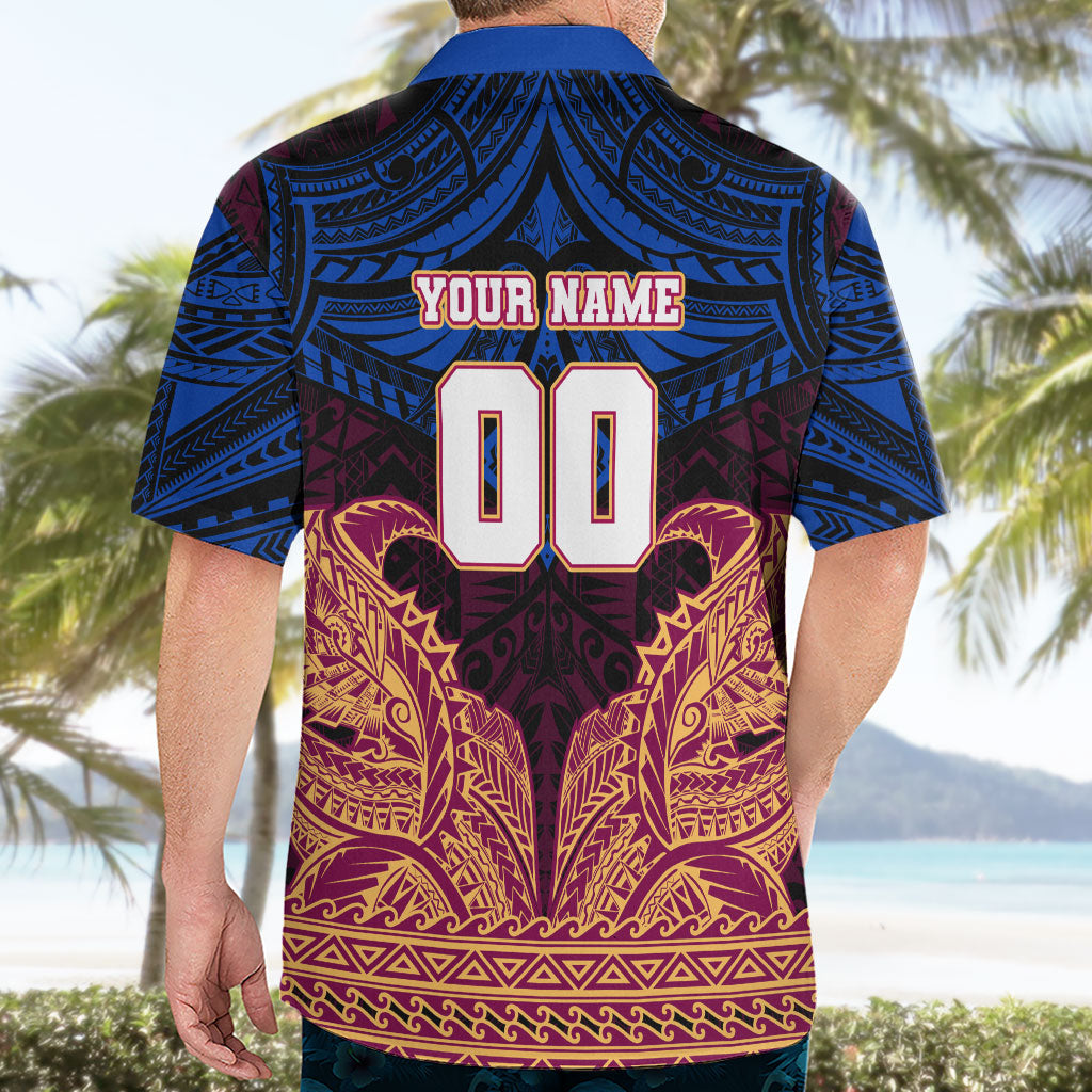 Personalized Brisbane Lions Hawaiian Shirt Polynesian Tribal Lion Burgundy Gold Warrior
