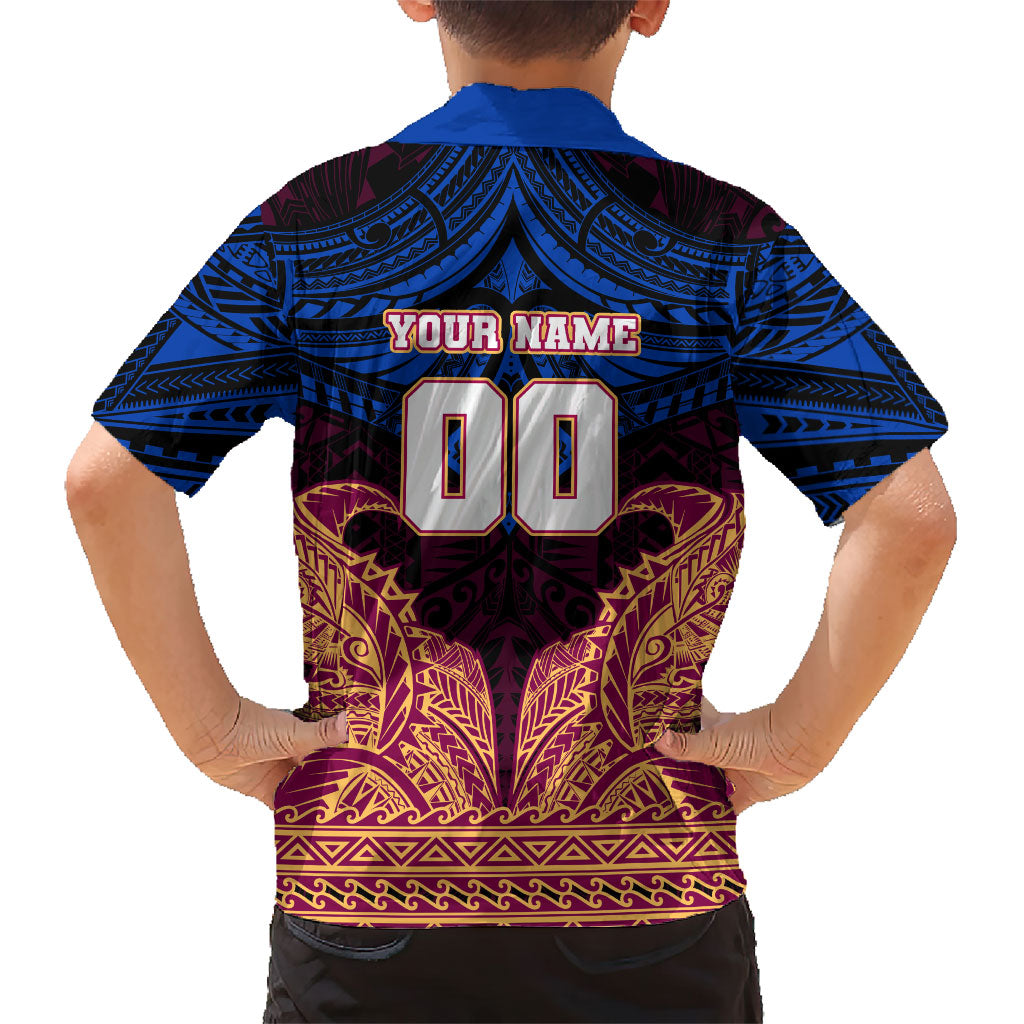 Personalized Brisbane Lions Hawaiian Shirt Polynesian Tribal Lion Burgundy Gold Warrior