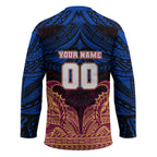 Personalized Brisbane Lions Hockey Jersey Polynesian Tribal Lion Burgundy Gold Warrior