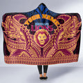 Personalized Brisbane Lions Hooded Blanket Polynesian Tribal Lion Burgundy Gold Warrior