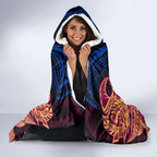 Personalized Brisbane Lions Hooded Blanket Polynesian Tribal Lion Burgundy Gold Warrior