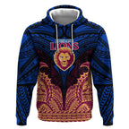 Personalized Brisbane Lions Hoodie Polynesian Tribal Lion Burgundy Gold Warrior