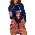 Personalized Brisbane Lions Hoodie Dress Polynesian Tribal Lion Burgundy Gold Warrior