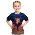 Personalized Brisbane Lions Kid T Shirt Polynesian Tribal Lion Burgundy Gold Warrior