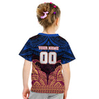 Personalized Brisbane Lions Kid T Shirt Polynesian Tribal Lion Burgundy Gold Warrior
