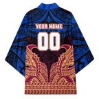 Personalized Brisbane Lions Kimono Polynesian Tribal Lion Burgundy Gold Warrior