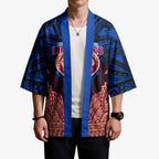 Personalized Brisbane Lions Kimono Polynesian Tribal Lion Burgundy Gold Warrior