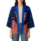 Personalized Brisbane Lions Kimono Polynesian Tribal Lion Burgundy Gold Warrior