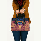 Personalized Brisbane Lions Leather Bag Polynesian Tribal Lion Burgundy Gold Warrior