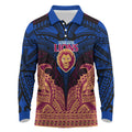 Personalized Brisbane Lions Long Sleeve Polo Shirt Polynesian Tribal Lion Burgundy Gold Warrior