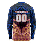 Personalized Brisbane Lions Long Sleeve Shirt Polynesian Tribal Lion Burgundy Gold Warrior
