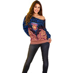 Personalized Brisbane Lions Off Shoulder Sweater Polynesian Tribal Lion Burgundy Gold Warrior