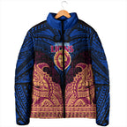 Personalized Brisbane Lions Padded Jacket Polynesian Tribal Lion Burgundy Gold Warrior