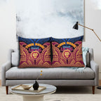 Personalized Brisbane Lions Pillow Cover Polynesian Tribal Lion Burgundy Gold Warrior