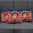 Personalized Brisbane Lions Pillow Cover Polynesian Tribal Lion Burgundy Gold Warrior