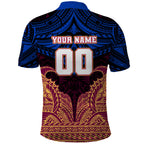 Personalized Brisbane Lions Polo Shirt Polynesian Tribal Lion Burgundy Gold Warrior