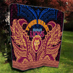 Personalized Brisbane Lions Quilt Polynesian Tribal Lion Burgundy Gold Warrior