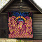 Personalized Brisbane Lions Quilt Polynesian Tribal Lion Burgundy Gold Warrior